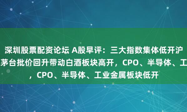 深圳股票配资论坛 A股早评：三大指数集体低开沪指低开0.62%，茅台批价回升带动白酒板块高开，CPO、半导体、工业金属板块低开